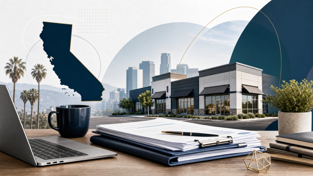 LoanBrook educational graphic for owner-user commercial real estate and SBA options in California