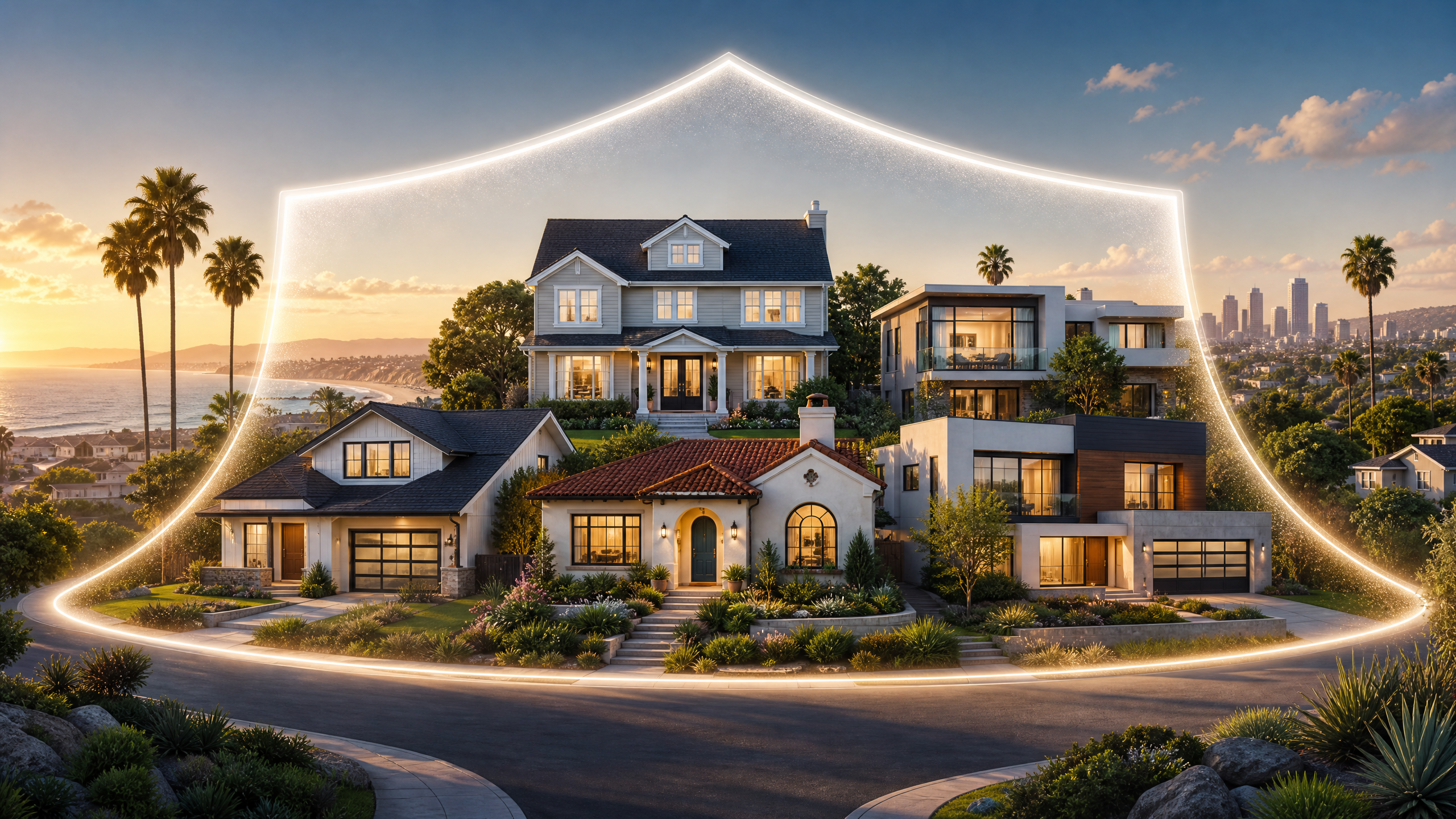 Multiple residential properties grouped together symbolizing a real estate portfolio